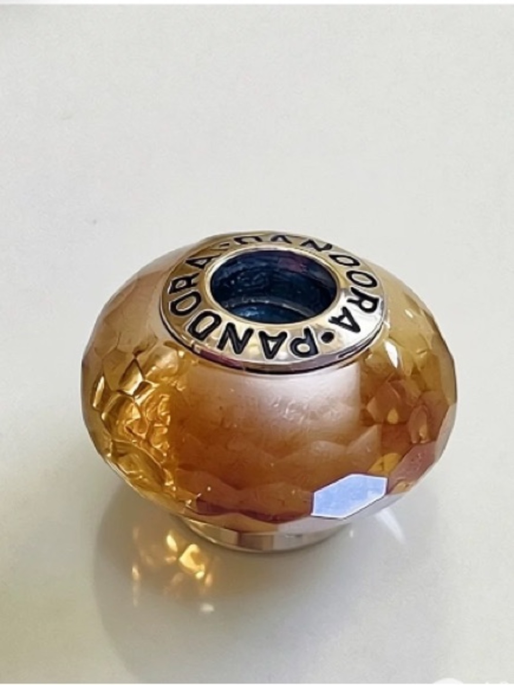 Pandora Amber Faceted Murano Glass Charm - Warm Honey Tone